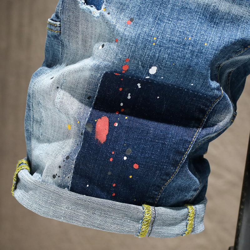 Mens Splash Denim Shorts - NawdeX