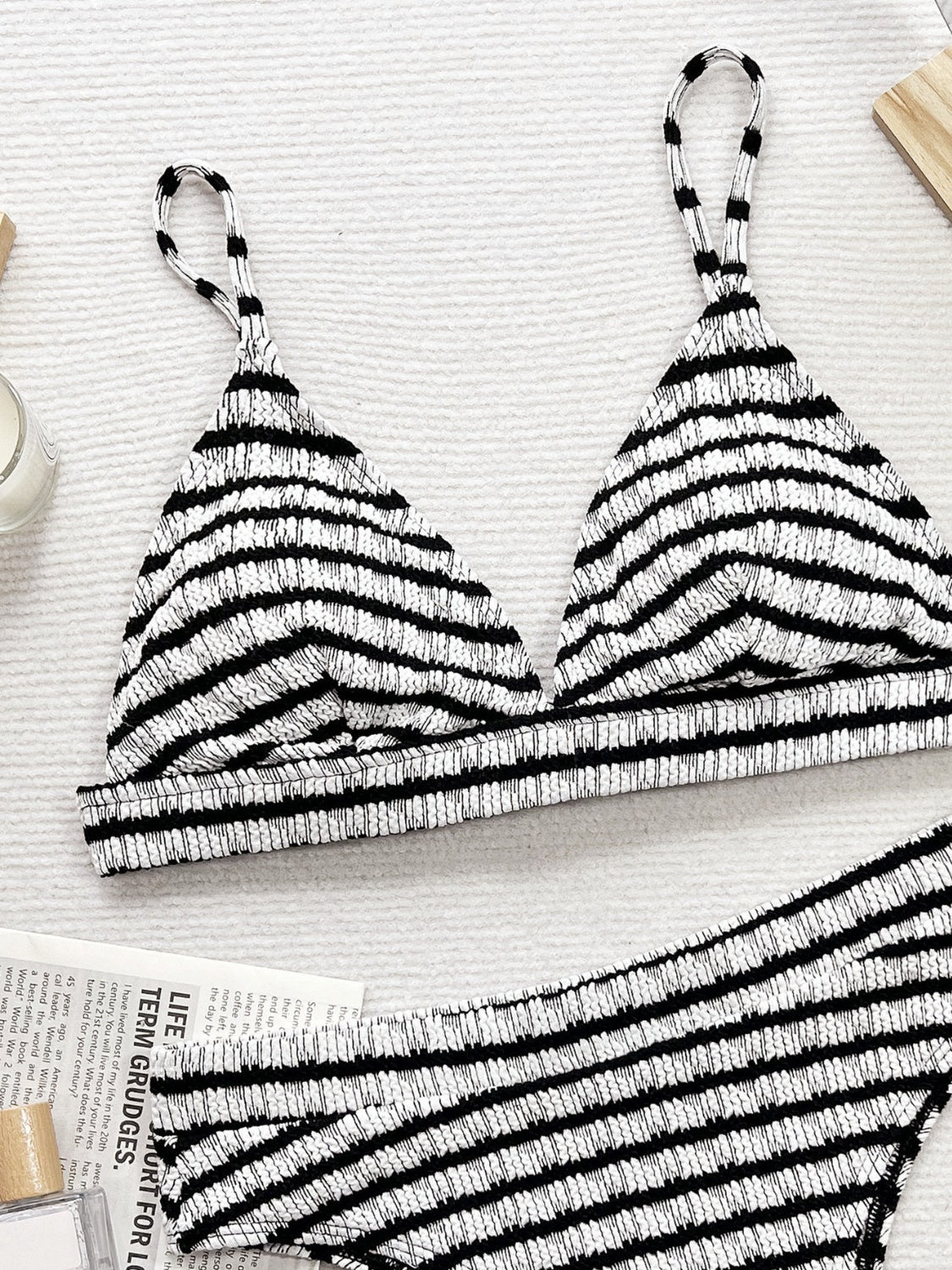 Striped V-Neck Two-Piece Swim Set - NawdeX