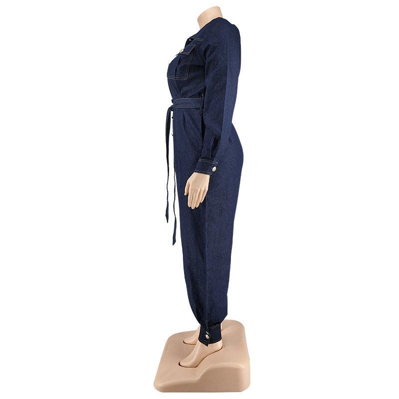 Autumn PlusSize Women Denim Jumpsuit - NawdeX