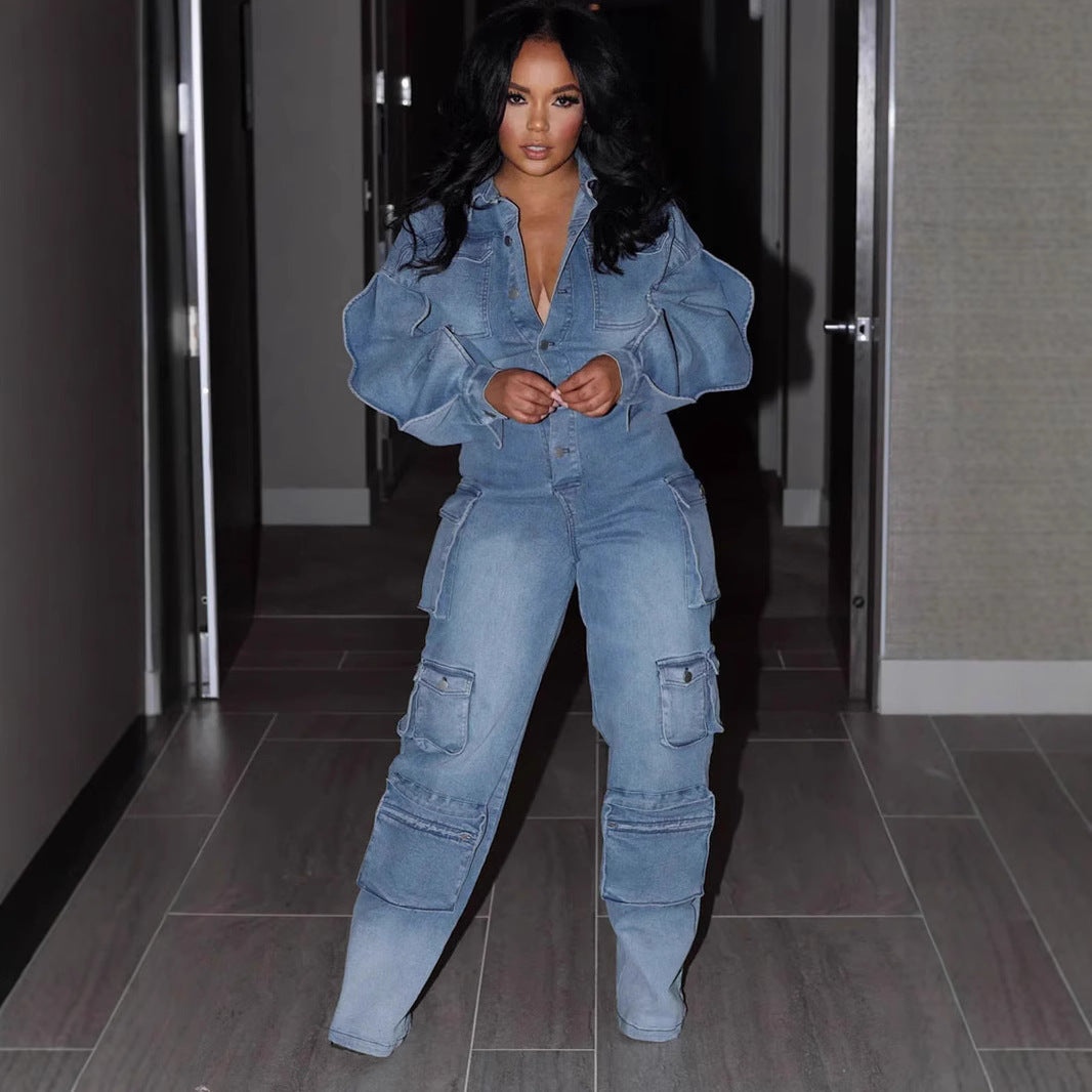 European Effect Straight-leg Pants Jumpsuit - NawdeX
