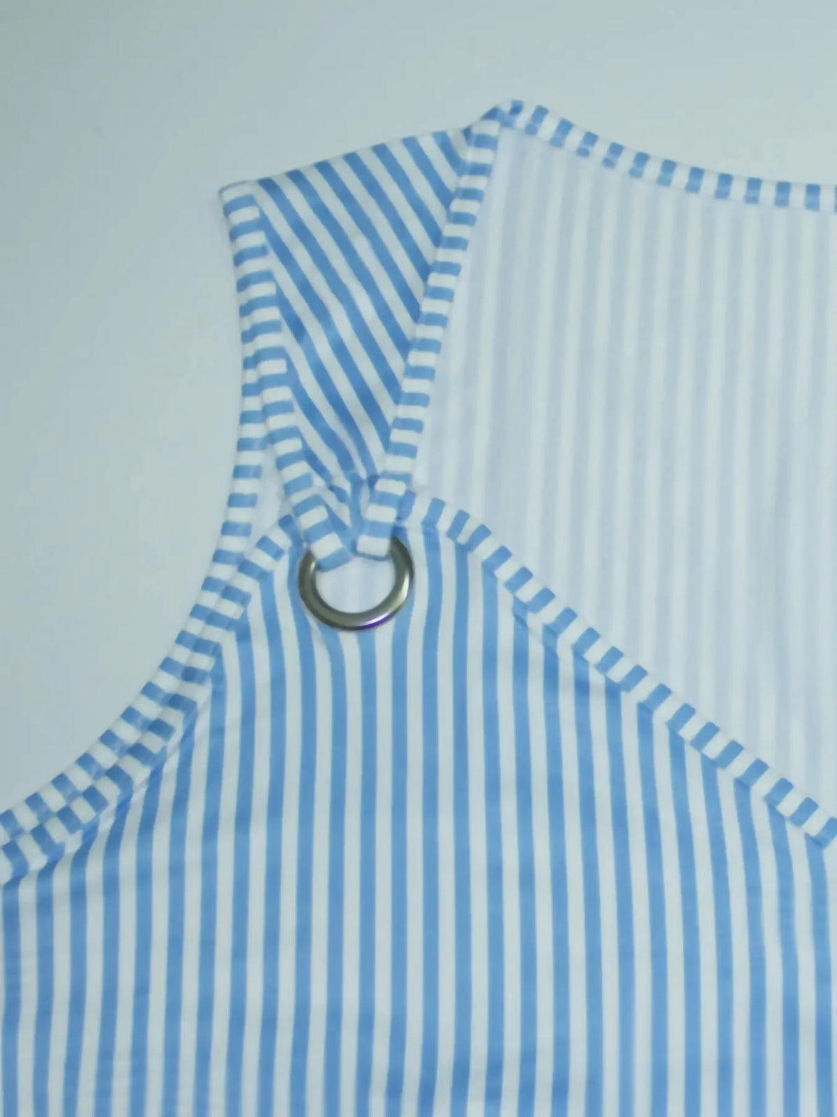 Blue and White Striped sleeveless V- Neck dress