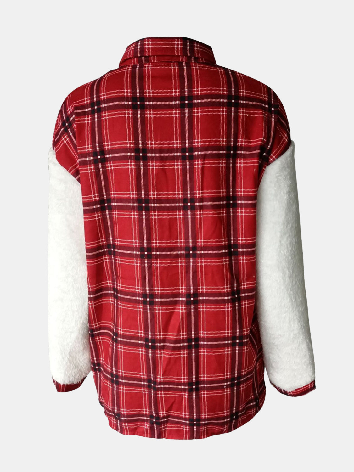 Fuzzy Button Up Long Sleeve Jacket - NawdeX