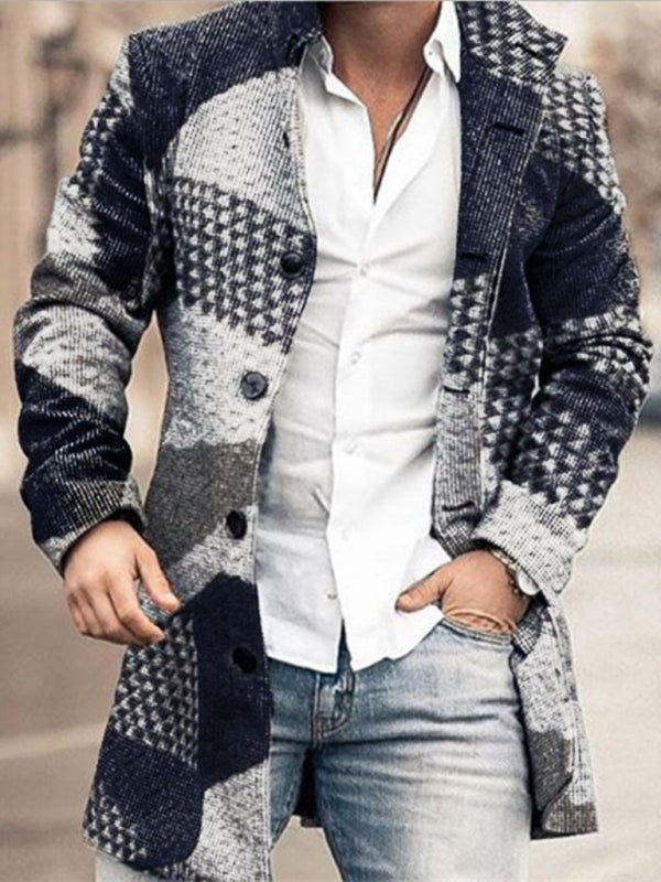 Woolen Mid-Length Pocket Casual Coat
