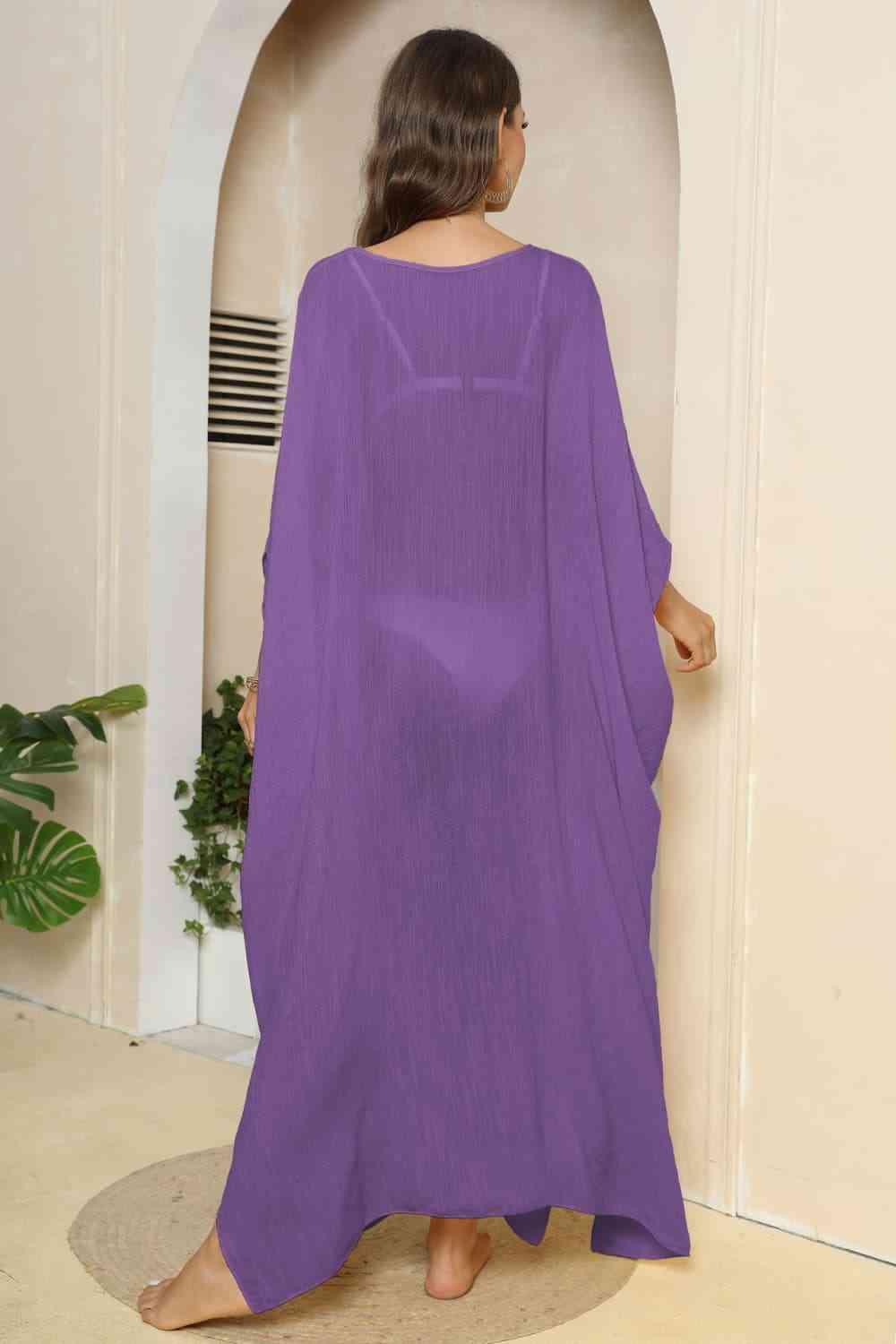 V-Neck Three-Quarter Sleeve Cover-Up - NawdeX