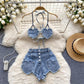 Denim Love Halter Suit For Women - NawdeX