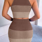 Color Block Sleeveless Crop Knit Top and Skirt Set - NawdeX