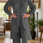 Full Size Slit Round Neck Long Sleeve Top and Pants Set - NawdeX