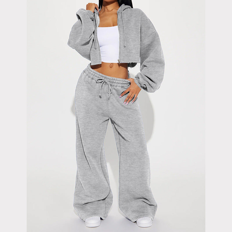 European  Sweater Wide Leg Trousers Suit - NawdeX