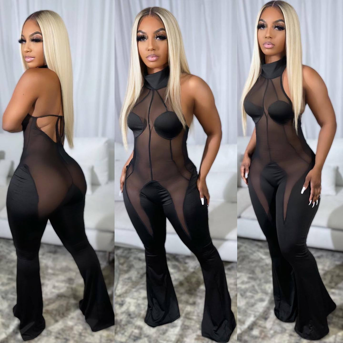 Lace Mesh Patchwork Jumpsuit