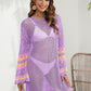 Openwork Contrast Long Sleeve Cover-Up - NawdeX