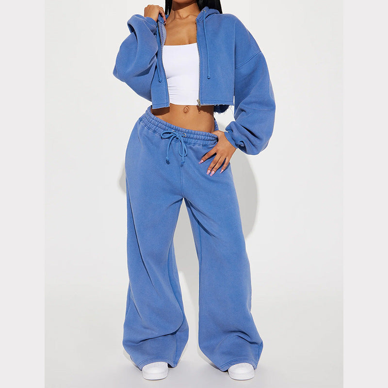 European  Sweater Wide Leg Trousers Suit - NawdeX