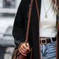 Full Size Contrast Trim Long Sleeve Coat with Pockets - NawdeX