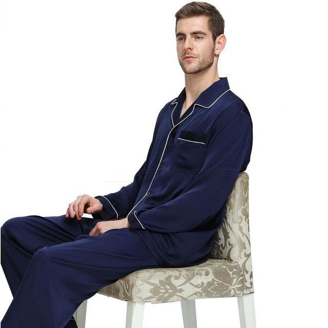 Men's silk satin pajamas suit casual wear - NawdeX