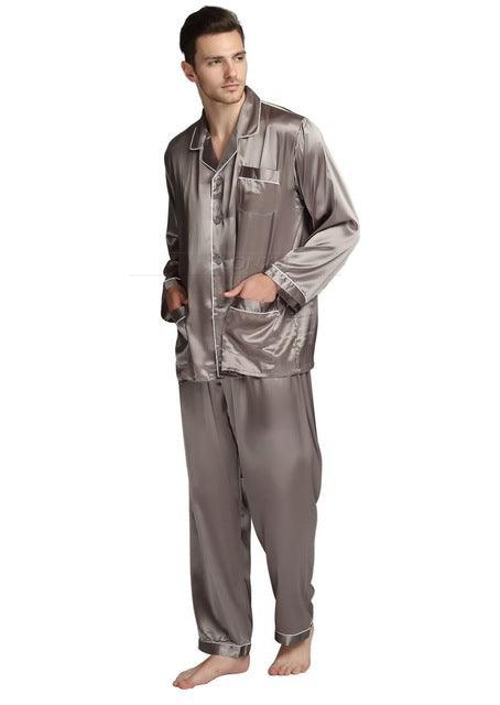 Men's silk satin pajamas suit casual wear - NawdeX