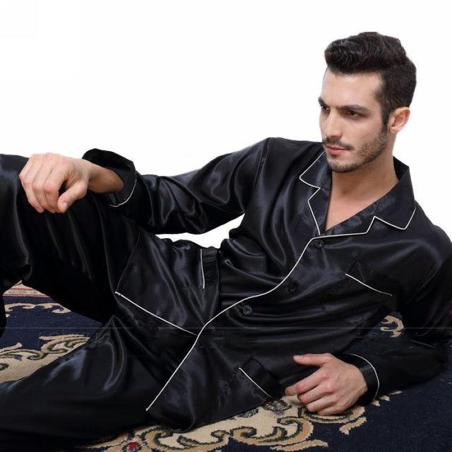 Men's silk satin pajamas suit casual wear - NawdeX