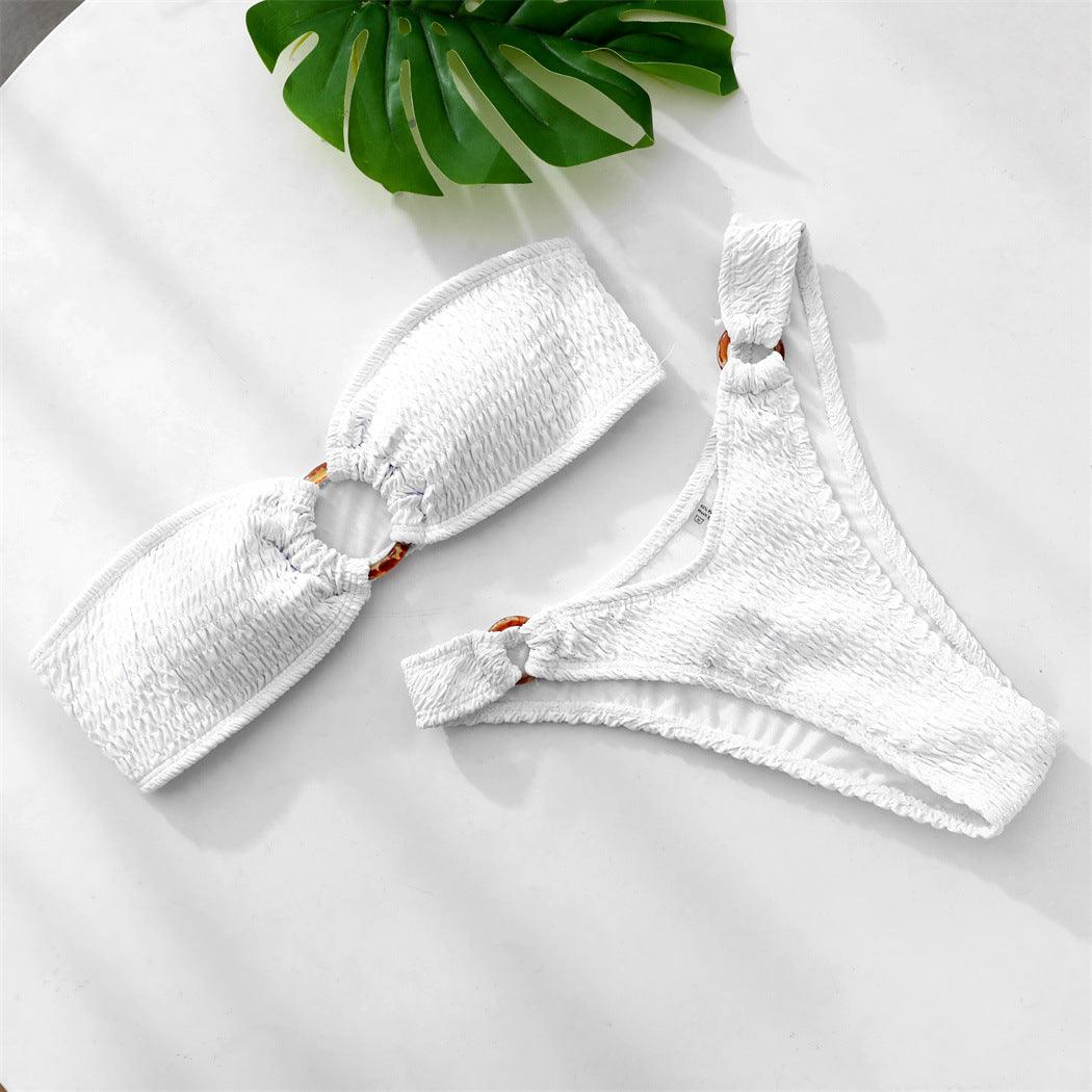Ladies White Fashion Personality Swimsuit Bikini - NawdeX