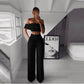 Strapless Wide Leg Pants Set