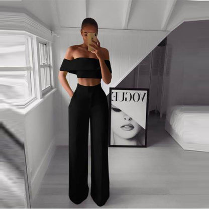 Strapless Wide Leg Pants Set