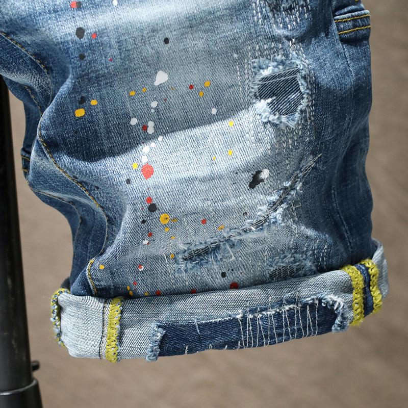 Mens Splash Denim Shorts - NawdeX