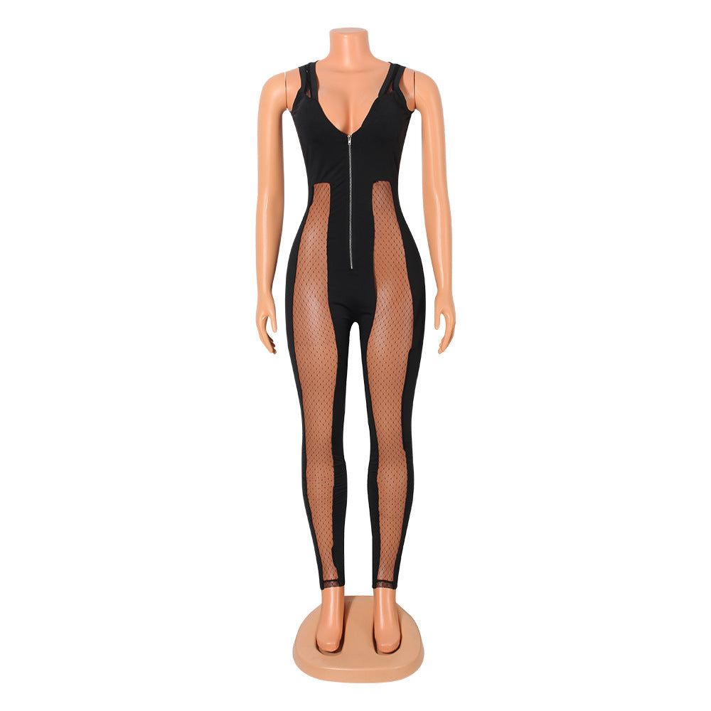 Mesh Stitching Jumpsuit Women - NawdeX