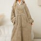 Pocketed Contrast Long Sleeve Hooded Lounge Dress - NawdeX