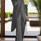 Full Size Slit Round Neck Long Sleeve Top and Pants Set - NawdeX