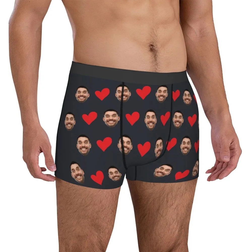 Personalized Face Photo Underwear Custom Heart Boxer Briefs - NawdeX