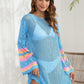 Openwork Contrast Long Sleeve Cover-Up - NawdeX