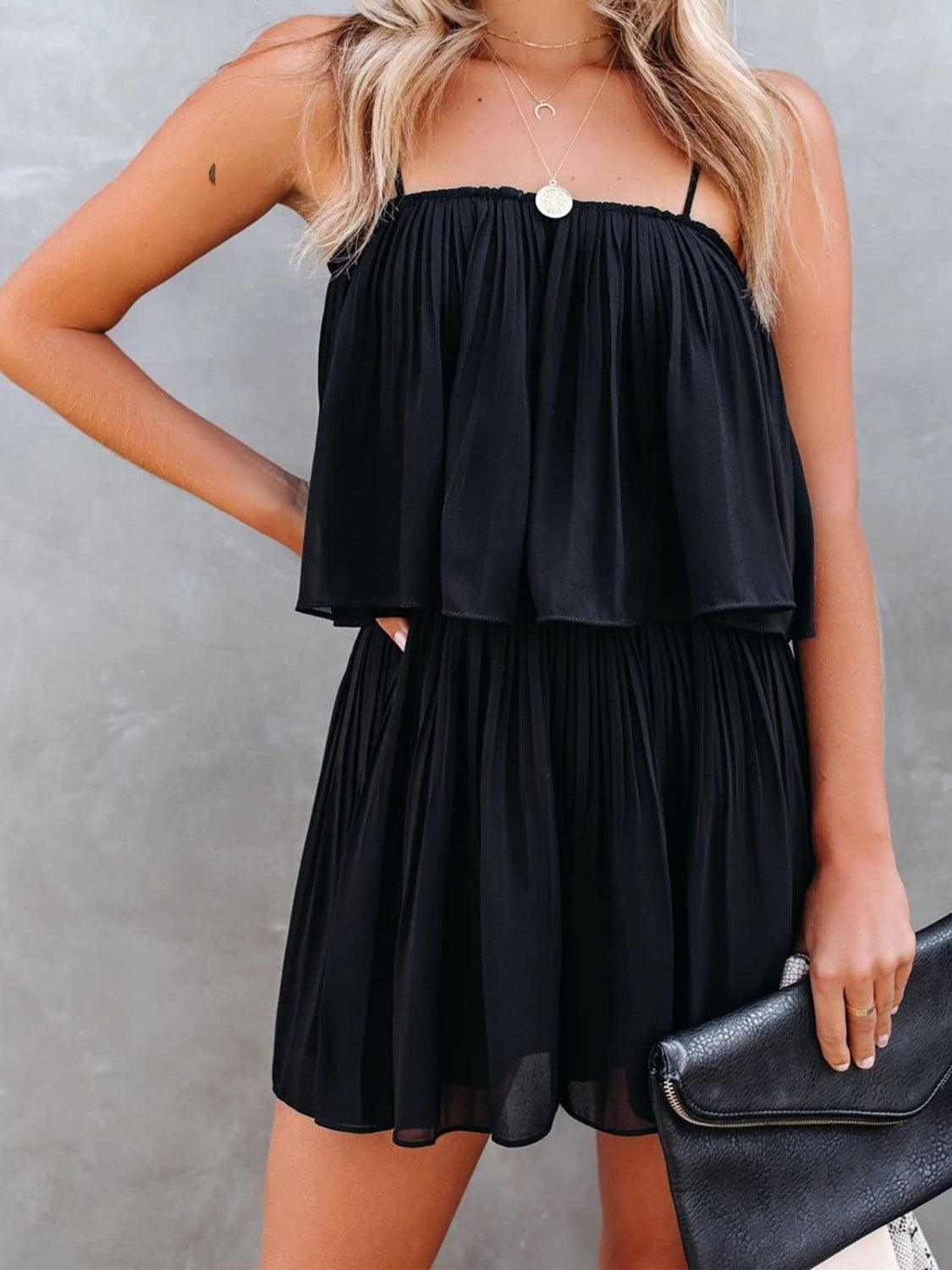 Ruched Spaghetti Strap Romper - NawdeX