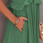 Ruffled Sleeveless Maxi Dress with Pockets - NawdeX