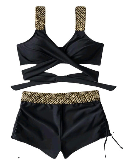 Solid Color High Waist Bikini For Women - NawdeX