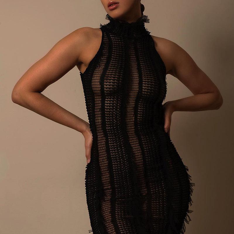 Summer Fashion Wispy See-through Halter Neck Turtleneck Dress - NawdeX