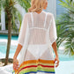 Slit Openwork V-Neck Half Sleeve Cover-Up - NawdeX