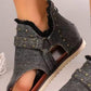 Studded Raw Hem Flat Sandals - NawdeX