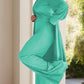 Full Size Slit Round Neck Long Sleeve Top and Pants Set - NawdeX