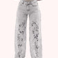 Lace Flowers Hollow Jeans