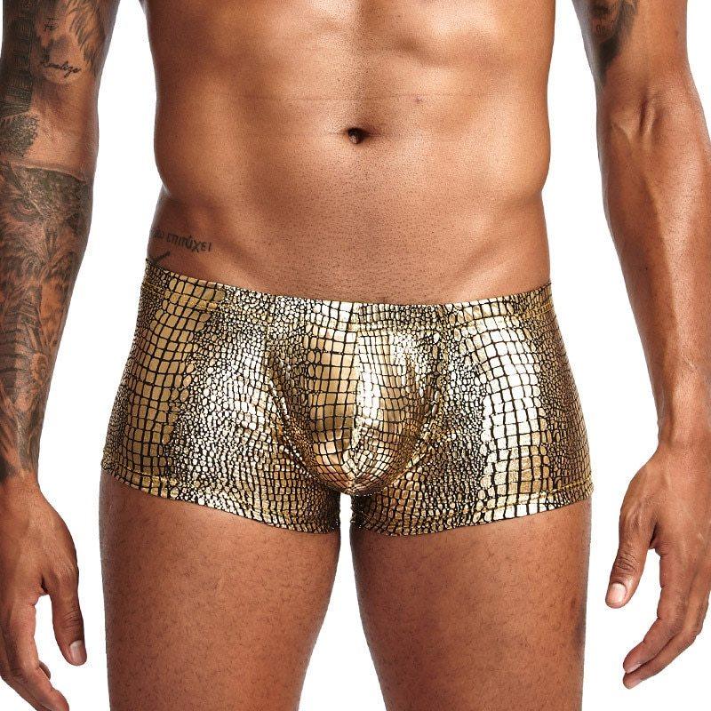 Snake Skin Leather Men Briefs - NawdeX