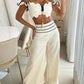 Women's Fashion Casual Off-shoulder Solid Color Two-piece Set - NawdeX