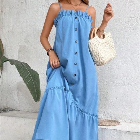 Women's Pleated Solid Color Temperament Commute Dress - NawdeX