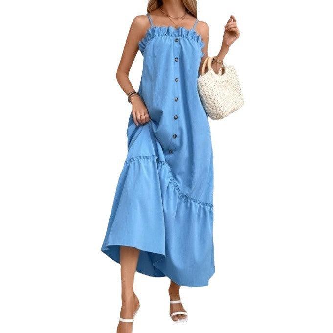 Women's Pleated Solid Color Temperament Commute Dress - NawdeX