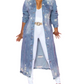 Long Sleeve Raw Hem Denim Jacket - NawdeX