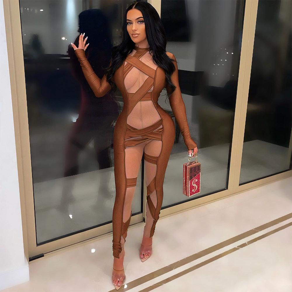 Stitching Long Sleeve Jumpsuit Women - NawdeX