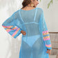 Openwork Contrast Long Sleeve Cover-Up - NawdeX