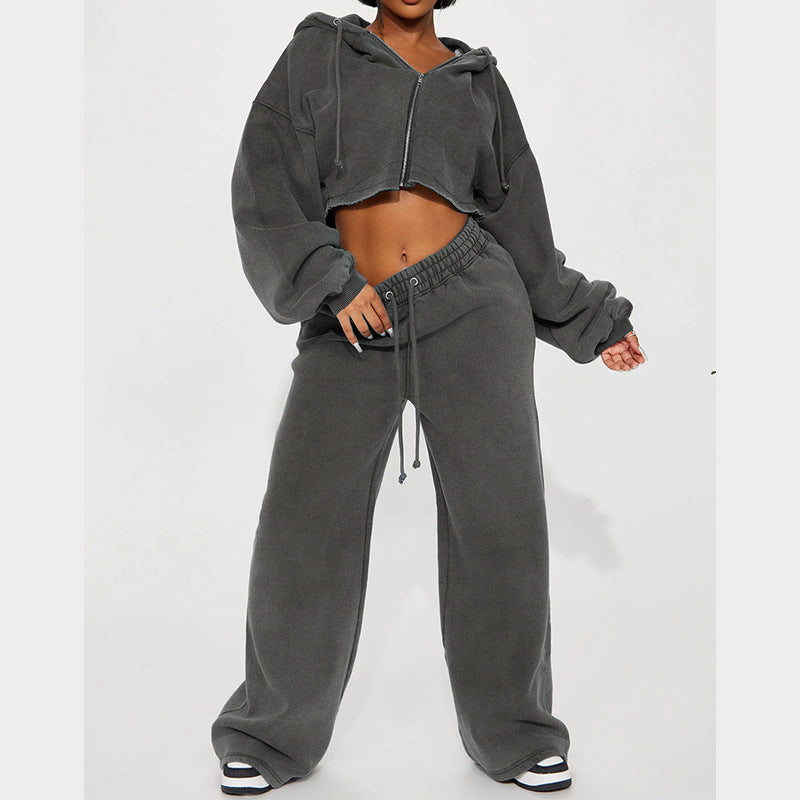 European  Sweater Wide Leg Trousers Suit - NawdeX