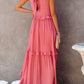 Ruffled Sleeveless Maxi Dress with Pockets - NawdeX