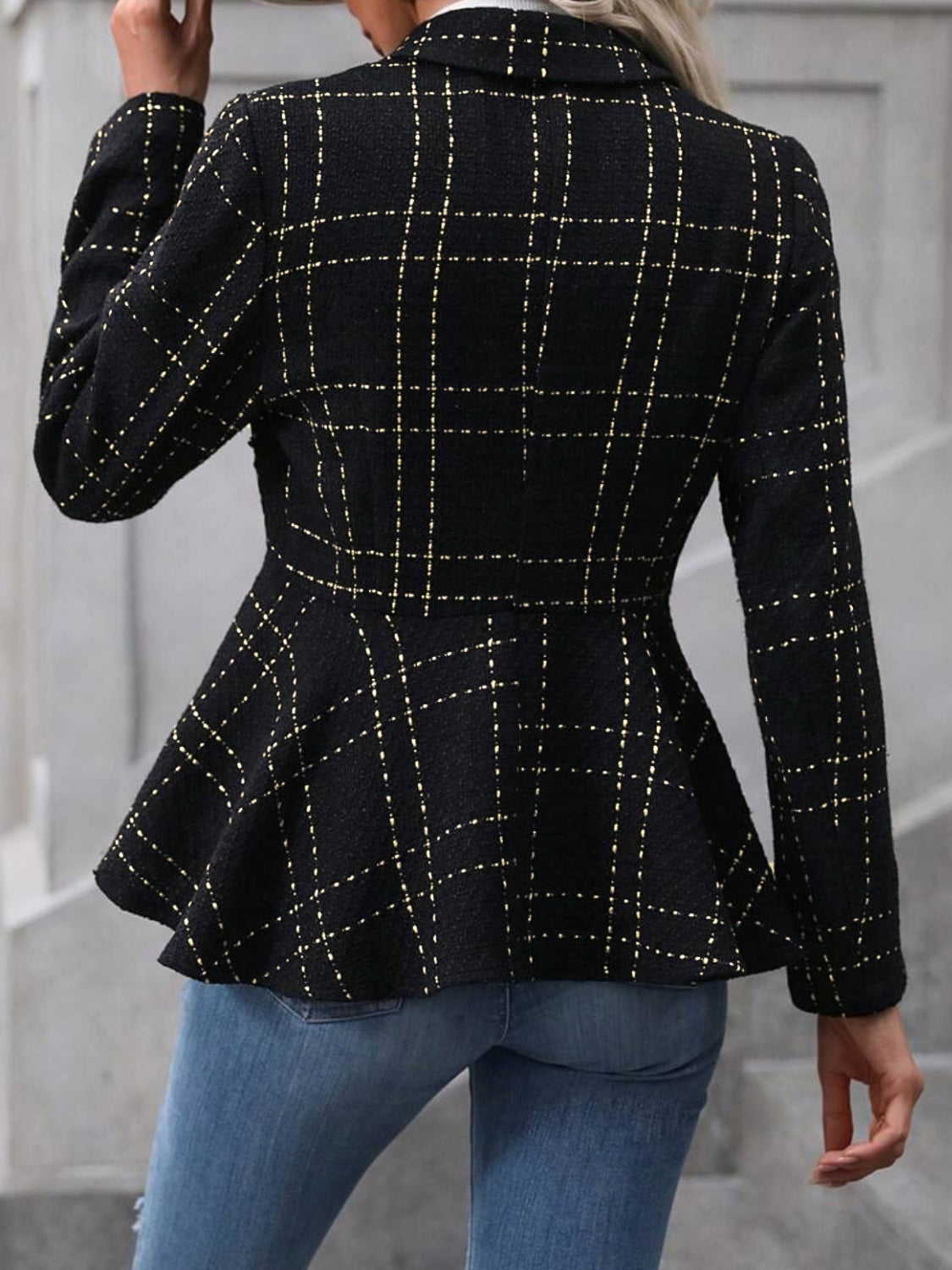 Ruffle Hem Collared Blazer - NawdeX