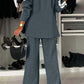 Full Size Contrast Lapel Collar Top and Pants Set - NawdeX
