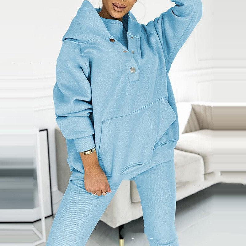 3pcs Women's Sports Loose Hooded  Sweatshirt ,Vest And Slim Trousers - NawdeX