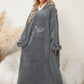 Pocketed Contrast Long Sleeve Hooded Lounge Dress - NawdeX