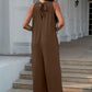 Double Take Full Size Tie Back Cutout Sleeveless Jumpsuit - NawdeX